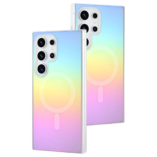 AIGOMARA Magnetisch für Samsung Galaxy S24 Ultra Hülle [Kompatibel mit Magsafe] [Fluoreszierend Holografisch Schillernd] Schlanke, stoßfeste matte Schutzhülle für Frauen Mädchen 6,8 Zoll von AIGOMARA