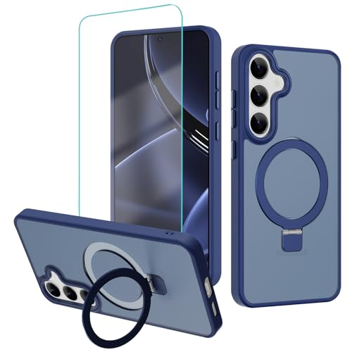 AIGOMARA Magnetische Hülle für Samsung Galaxy S25 Plus [Kompatibel mit Magsafe] [Unsichtbarer Ringständer Kickstand] Schlank Stoßfest Durchscheinend Matte Rückseite Schutzhülle für Galaxy S25 Plus, von AIGOMARA