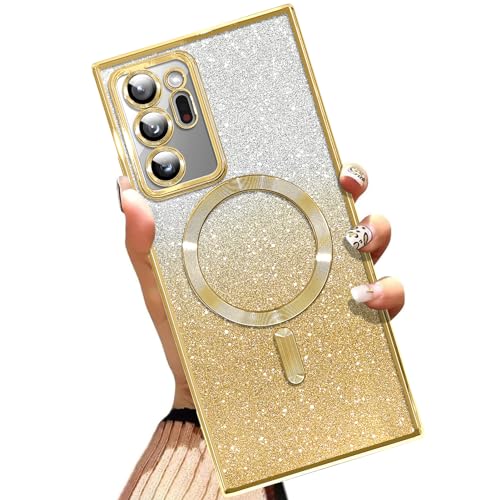 AIGOMARA Magnetische Schutzhülle für Samsung Galaxy Note 20 Ultra, kompatibel mit kabellosem Laden, weiches TPU, Glitzer, glitzernd, kratzfest, stoßfest, schlanke Hülle für Damen und Herren, Gold AIGOMARA Magnetische Schutzhülle für Samsung Galaxy Note 20 Ultra, kompatibel mit kabellosem Laden, weiches TPU, Glitzer, glitzernd, kratzfest, stoßfest, schlanke Hülle für Damen und Herren, Gold von AIGOMARA