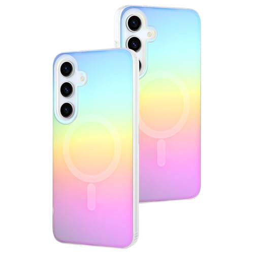 AIGOMARA Magnetische Schutzhülle für Samsung Galaxy S24 [Kompatibel mit Magsafe] [Fluoreszierendes Holografisches Schillernd] Schlanke, stoßfeste matte Schutzhülle für Frauen Mädchen 6,2 Zoll von AIGOMARA