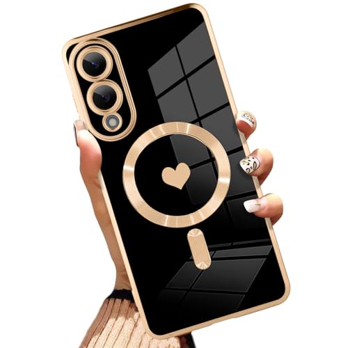 AIGOMARA Magnetische Schutzhülle für Samsung Galaxy S25 Edge, kompatibel mit kabellosem Laden, Herz-Design, weiche TPU-Handyhülle, kratzfest, stoßfest, schlanke Schutzhülle für Damen, Schwarz AIGOMARA Magnetische Schutzhülle für Samsung Galaxy S25 Edge, kompatibel mit kabellosem Laden, Herz-Design, weiche TPU-Handyhülle, kratzfest, stoßfest, schlanke Schutzhülle für Damen, Schwarz von AIGOMARA