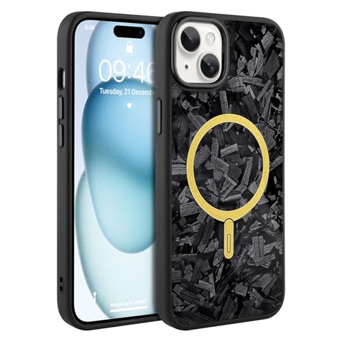 AIGOMARA Magnetische Schutzhülle für iPhone 15, geschmiedete Kohlefaser, kompatibel mit Magsafe, glänzende, schlanke, harte Rückseite aus Polycarbonat, weiche TPU-Stoßdämpfer, stoßfest, Schwarz AIGOMARA Magnetische Schutzhülle für iPhone 15, geschmiedete Kohlefaser, kompatibel mit Magsafe, glänzende, schlanke, harte Rückseite aus Polycarbonat, weiche TPU-Stoßdämpfer, stoßfest, Schwarz von AIGOMARA