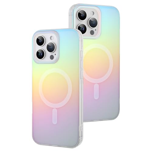 AIGOMARA Magnetische Schutzhülle für iPhone 15 Pro Max [Kompatibel mit Magsafe] [Fluoreszierend Holografisch Schillernd] Schlanke, stoßfeste matte Schutzhülle für Frauen Mädchen 6,7 Zoll von AIGOMARA