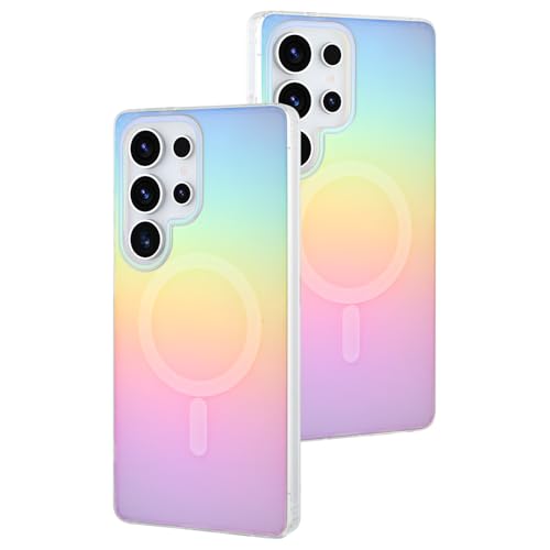 AIGOMARA Magnetische für Samsung Galaxy S25 Ultra Hülle [Kompatibel mit Magsafe] [Fluoreszierend Holografisch Schillernd] Schlanke, stoßfeste matte Schutzhülle für Frauen Mädchen 6,9 Zoll von AIGOMARA