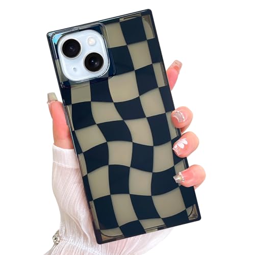AIGOMARA Rechteckige karierte Handyhülle für iPhone 15, mit Displayschutzfolie für Damen und Herren, süßes schwarzes Schachbrettmuster, ästhetisches Karomuster, harte Rückseite aus Polycarbonat AIGOMARA Rechteckige karierte Handyhülle für iPhone 15, mit Displayschutzfolie für Damen und Herren, süßes schwarzes Schachbrettmuster, ästhetisches Karomuster, harte Rückseite aus Polycarbonat von AIGOMARA