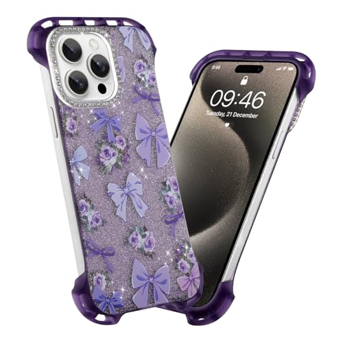 AIGOMARA Schlanke rahmenlose Schutzhülle für iPhone 15 Pro Max, süßes Schleifen-Rosen-Design, klare Glitzer-Handyhülle für Frauen und Mädchen, ultradünne, minimalistische, randlose, harte AIGOMARA Schlanke rahmenlose Schutzhülle für iPhone 15 Pro Max, süßes Schleifen-Rosen-Design, klare Glitzer-Handyhülle für Frauen und Mädchen, ultradünne, minimalistische, randlose, harte von AIGOMARA