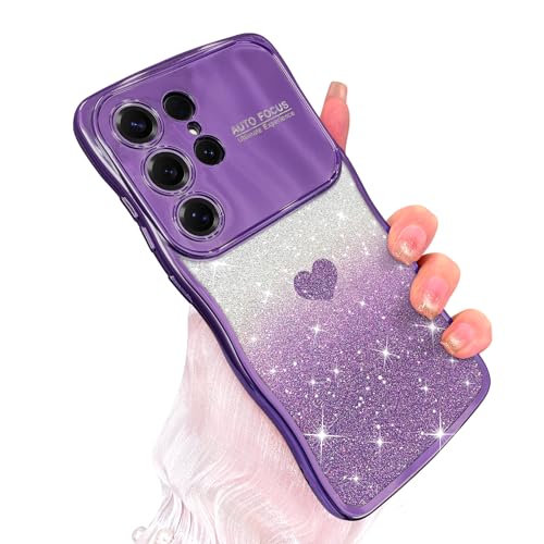 AIGOMARA Schutzhülle für Samsung Galaxy S25 Ultra, süßes Liebesherz, glitzernd, Kameraschutz, Handyhülle für Mädchen und Frauen, luxuriös, elegant, lockig, gewellter Rahmen, klar, stoßfest, Violett AIGOMARA Schutzhülle für Samsung Galaxy S25 Ultra, süßes Liebesherz, glitzernd, Kameraschutz, Handyhülle für Mädchen und Frauen, luxuriös, elegant, lockig, gewellter Rahmen, klar, stoßfest, Violett von AIGOMARA