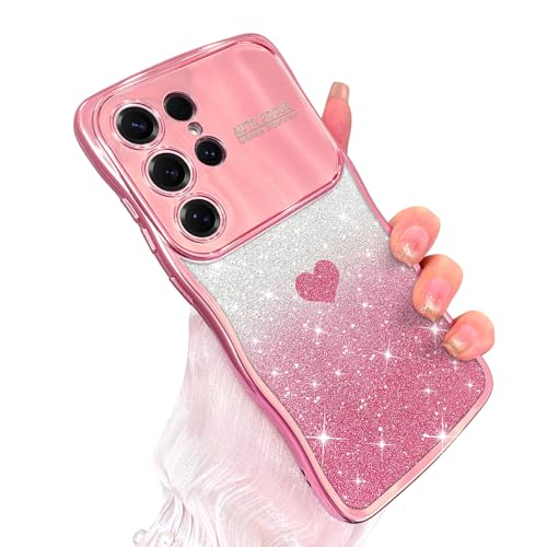 AIGOMARA Schutzhülle für Samsung Galaxy S25 Ultra, süßes Liebesherz, glitzernd, Kameraschutz, Handyhülle für Mädchen und Frauen, luxuriös, elegant, lockig, gewellter Rahmen, klar, stoßfest, Rosa AIGOMARA Schutzhülle für Samsung Galaxy S25 Ultra, süßes Liebesherz, glitzernd, Kameraschutz, Handyhülle für Mädchen und Frauen, luxuriös, elegant, lockig, gewellter Rahmen, klar, stoßfest, Rosa von AIGOMARA