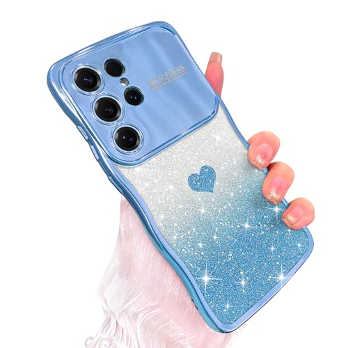 AIGOMARA Schutzhülle für Samsung Galaxy S25 Ultra, süßes Liebesherz, glitzernd, Kameraschutz, Handyhülle für Mädchen und Frauen, luxuriös, elegant, lockig, gewellter Rahmen, klar, stoßfest, Blau AIGOMARA Schutzhülle für Samsung Galaxy S25 Ultra, süßes Liebesherz, glitzernd, Kameraschutz, Handyhülle für Mädchen und Frauen, luxuriös, elegant, lockig, gewellter Rahmen, klar, stoßfest, Blau von AIGOMARA