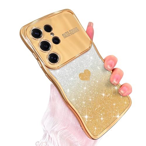 AIGOMARA Schutzhülle für Samsung Galaxy S25 Ultra, süßes Liebesherz, glitzernd, Kameraschutz, Handyhülle für Mädchen und Frauen, luxuriös, elegant, lockig, gewellter Rahmen, transparent, stoßfest AIGOMARA Schutzhülle für Samsung Galaxy S25 Ultra, süßes Liebesherz, glitzernd, Kameraschutz, Handyhülle für Mädchen und Frauen, luxuriös, elegant, lockig, gewellter Rahmen, transparent, stoßfest von AIGOMARA