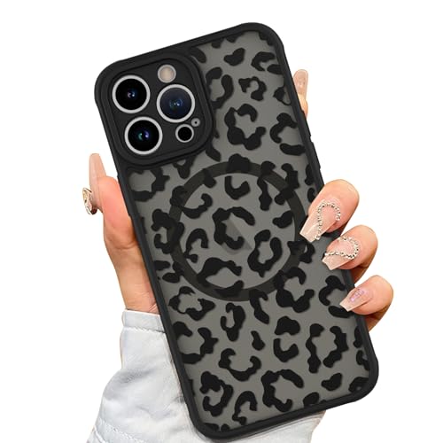 AIGOMARA Schutzhülle für iPhone 12 Pro [kompatibel mit MagSafe], schwarzes Leopardenmuster, Schutzhülle für Damen, Mädchen, Herren, weicher TPU-Stoßdämpfer, harte Rückseite aus Polycarbonat, stoßfest, von AIGOMARA