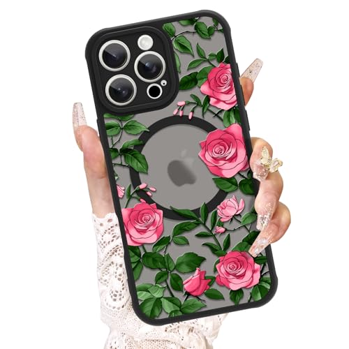 AIGOMARA Schutzhülle für iPhone 16 Pro Max, kompatibel mit MagSafe, niedliches Rosenmuster mit halbtransparentem, mattiertem Handyhülle, weiches TPU und Polycarbonat, schlanke Handyhülle, Rosa AIGOMARA Schutzhülle für iPhone 16 Pro Max, kompatibel mit MagSafe, niedliches Rosenmuster mit halbtransparentem, mattiertem Handyhülle, weiches TPU und Polycarbonat, schlanke Handyhülle, Rosa von AIGOMARA