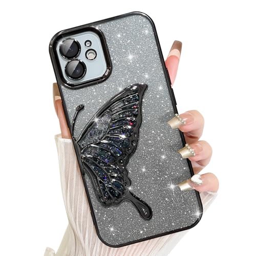 AIGOMARA für iPhone 11 Hülle Glitzer, Handyhülle 3D Schmetterling Muster, Flüssig Treibsand, Schutzhülle Kameraschutz, Dünn Aesthetic Silikon Bumper Stoßfeste TPU Case, Mädchen Frauen, Schwarz AIGOMARA für iPhone 11 Hülle Glitzer, Handyhülle 3D Schmetterling Muster, Flüssig Treibsand, Schutzhülle Kameraschutz, Dünn Aesthetic Silikon Bumper Stoßfeste TPU Case, Mädchen Frauen, Schwarz von AIGOMARA
