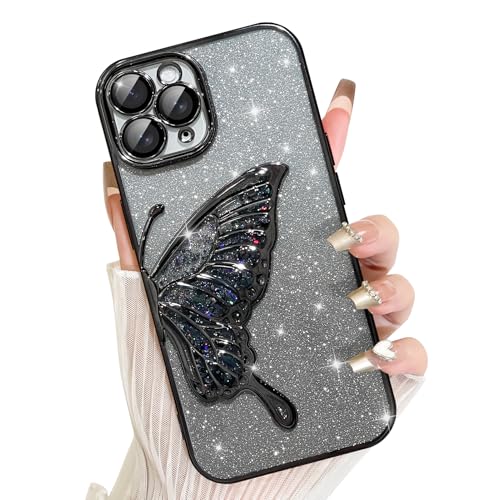 AIGOMARA für iPhone 11 Pro Max Hülle Glitzer, Handyhülle 3d Schmetterling Muster, Flüssig Treibsand, Schutzhülle Kameraschutz, Dünn Aesthetic Silikon Bumper Stoßfeste TPU Case, Mädchen Frauen, Schwarz AIGOMARA für iPhone 11 Pro Max Hülle Glitzer, Handyhülle 3d Schmetterling Muster, Flüssig Treibsand, Schutzhülle Kameraschutz, Dünn Aesthetic Silikon Bumper Stoßfeste TPU Case, Mädchen Frauen, Schwarz von AIGOMARA