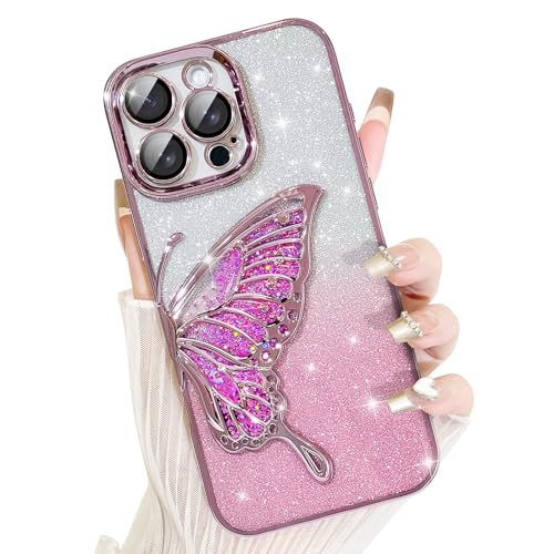 AIGOMARA für iPhone 16 Pro Hülle Glitzer, Handyhülle 3D Schmetterling Muster, Flüssig Treibsand, Schutzhülle Kameraschutz, Dünn Aesthetic Silikon Bumper Stoßfeste TPU Case, Mädchen Frauen, Rosa AIGOMARA für iPhone 16 Pro Hülle Glitzer, Handyhülle 3D Schmetterling Muster, Flüssig Treibsand, Schutzhülle Kameraschutz, Dünn Aesthetic Silikon Bumper Stoßfeste TPU Case, Mädchen Frauen, Rosa von AIGOMARA