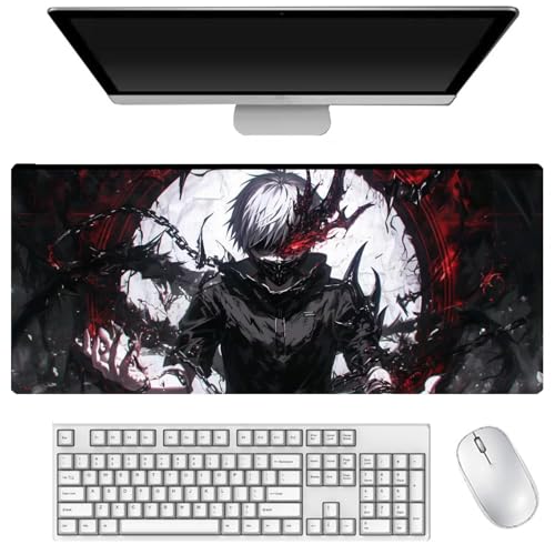 AIGOUT Kaneki Ken Mauspad mit Anime-Motiv, groß, 400 x 900 mm, rutschfestes Gummi-Mauspad für Desktop-Computer, Laptop, Büro (Typ 6, 40 x 90 cm) von AIGOUT