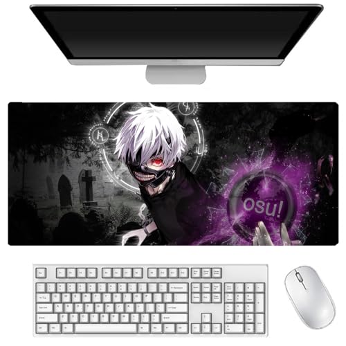 AIGOUT Kaneki Ken Mauspad mit Anime-Motiv, groß, 400 x 900 mm, rutschfestes Gummi-Mauspad für Desktop-Computer, Laptop, Büro (Typ 9, 40 x 90 cm) von AIGOUT