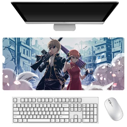AIGOUT Sakata Gintoki Mauspad, 40 x 90 cm, großes Gaming-Tastatur-Mauspad, Anime-gedrucktes Muster, rutschfeste Gummi-Schreibtischunterlage für Büro, Computer, Laptop (Typ 10, 40 x 90 cm) von AIGOUT