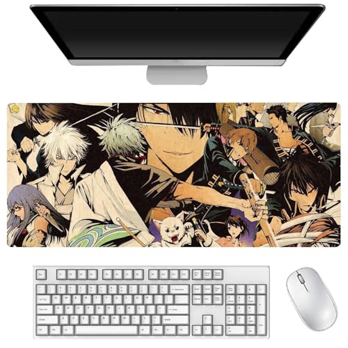 AIGOUT Sakata Gintoki Mauspad, 40 x 90 cm, großes Gaming-Tastatur-Mauspad, Anime-gedrucktes Muster, rutschfeste Gummi-Schreibtischunterlage für Büro, Computer, Laptop (Typ 4, 40 x 90 cm) von AIGOUT