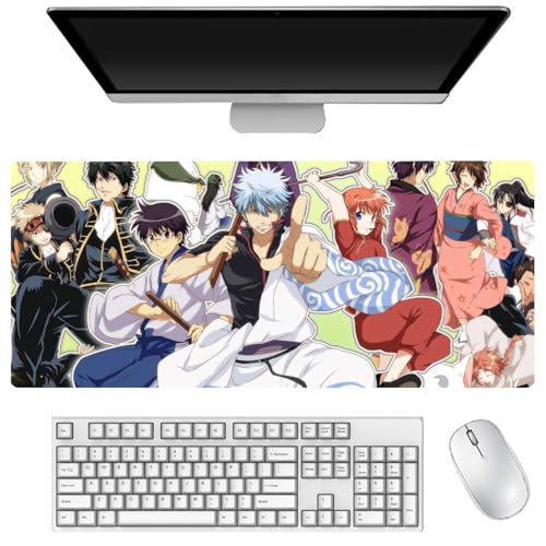 AIGOUT Sakata Gintoki Mauspad, 40 x 90 cm, großes Gaming-Tastatur-Mauspad, Anime-gedrucktes Muster, rutschfeste Gummi-Schreibtischunterlage für Büro, Computer, Laptop (Typ 5, 40 x 90 cm) von AIGOUT