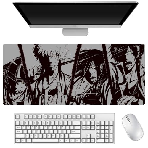 AIGOUT Sakata Gintoki Mauspad, 40 x 90 cm, großes Gaming-Tastatur-Mauspad, Anime-gedrucktes Muster, rutschfeste Gummi-Schreibtischunterlage für Büro, Computer, Laptop (Typ 9, 40 x 90 cm) von AIGOUT