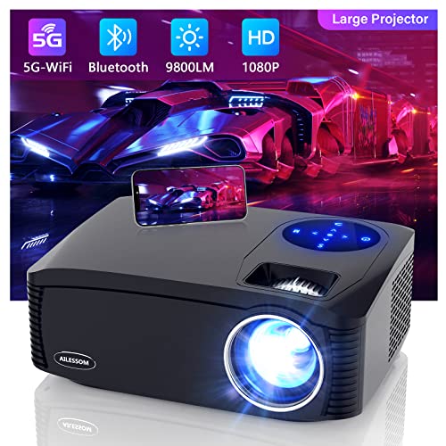 Native 1080P 5G WiFi Bluetooth Projector, AILESSOM 20000LM 450" Display Support 4K Movie Projector, High Brightness for Home Theater and Business, Compatible with iOS/Android/TV Stick/PS4/HDMI/PPT/USB Native 1080P 5G WiFi Bluetooth Projector, AILESSOM 20000LM 450" Display Support 4K Movie Projector, High Brightness for Home Theater and Business, Compatible with iOS/Android/TV Stick/PS4/HDMI/PPT/USB von AILESSOM