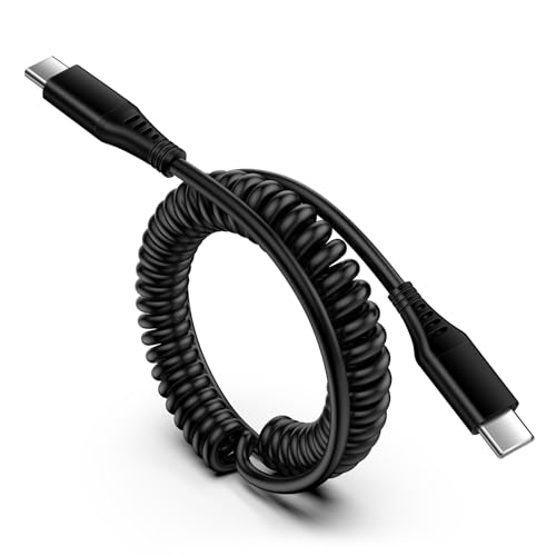 Spiralkabel USB C auf USB C Kabel, Typ C Handy Schnellladekabel, Android Auto Ladekabel Datenkabel für Samsung Galaxy A55 5g A54 A53 A15 A14 A13 A12 A35 A34 S24 S23 S22 S21 Z Flip 5 Z Flip 4, Xiaomi von AILKIN