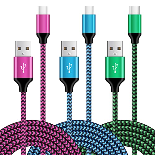 USB C Ladekabel, [3er-Pack, 1.8 m] Typ C Schnellladekabel Nylon geflochtenes USB C Kabel für Samsung Galaxy A13/A33/A53/A51/S23/Z Flip 4/Z Fold 4/Z Flip 3/Z Fold 3/S21/S20/S10/s9/s8 , LG, Xiaomi von AILKIN