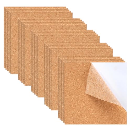 25 Stück Korkplatte Selbstklebend, 1mm Dick Korkmatte, Quadratische Korkboden, Kork, Korkplatten für Tischdekoration, Wanddekoration, DIY (10 x 10cm) von AILUYA