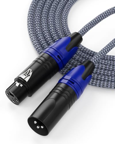 AILZPXX Mikrofonkabel XLR Kabel 2M, Nylongeflecht XLR Stecker auf Buchse Strapazierfähiges Symmetrisches Mikrofonkabel, Professionelles Ausgewogenes XLR Kabel für Verstärker, Mischpult, Lautsprecher von AILZPXX