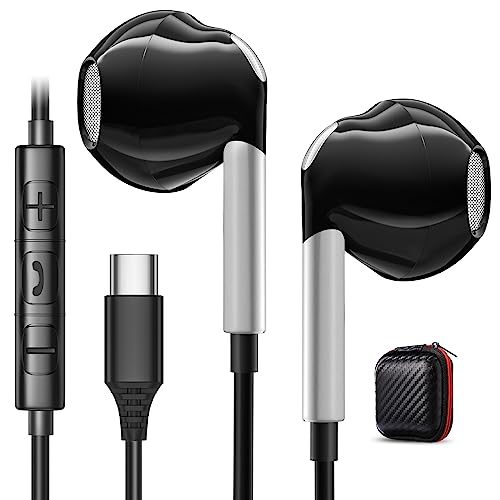 USB C Kopfhörer für Samsung S23 Ultra S22 S24 S21 FE A54 A34 A53 5G, Kopfhörer mit Kabel USB C Headset mit Mikrofon In-Ear Ohrhörer USB Type C Kopfhörer für iPhone 15 Google Pixel 8 7 6a iPad Air 5 von AILZPXX