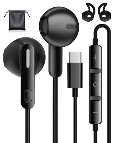 USB C Kopfhörer mit Kabel für iPhone 15 Pro, HiFi Stereo In-Ear USB C Headset mit Mikrofon Kopfhörer USB C für Samsung Galaxy S24 S23 S22 Ultra S21 A53 A33 A54 5G Google Pixel 8 7a Xiaomi 14 iPad 10 von AILZPXX