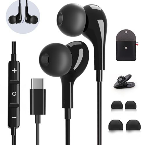USB C Kopfhörer mit Mikrofon, In-Ear Kopfhörer für Samsung Galaxy S23 S22 Ultra S24 S21 FE A53 A33 A54 5G, USB C Headset mit Lautstärkeregler, für iPhone 15 Pro Google Pixel 8 7a Pro iPad 10, Huawei von AILZPXX