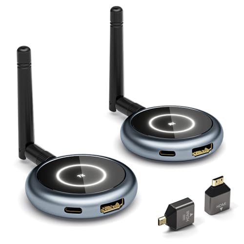 AIMIBO Wireless HDMI - Bis zu 4 Empfänger 165FT/50M HDMI Funkübertragung Extender 1080P@60Hz Funk HDMI Transmitter 5.8G Streaming Video für Laptop, PC, Kamera, Kabelbox zu Multiple TV, Monitor, Beamer von AIMIBO