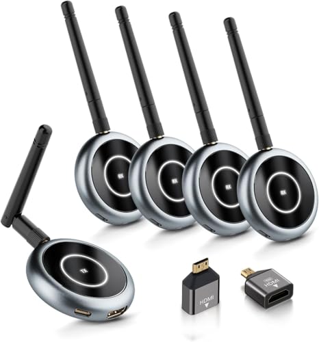 Wireless HDMI, AIMIBO HDMI Transmitter und 4 Receiver 5.8G - Bis zu 4 TV/Monitor/Beamer, Drahtlos Übertragen 1080P @60Hz, Funk Streaming Video/Audio für Laptop/PC/Kamera/TV Box - 30 M Wireless HDMI, AIMIBO HDMI Transmitter und 4 Receiver 5.8G - Bis zu 4 TV/Monitor/Beamer, Drahtlos Übertragen 1080P @60Hz, Funk Streaming Video/Audio für Laptop/PC/Kamera/TV Box - 30 M von AIMIBO