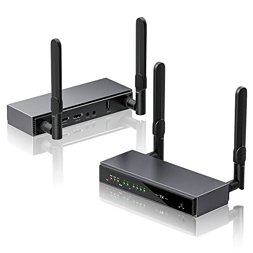 AIMIBO Wireless HDMI Transmitter and Receiver - 5G/1080P HD 656FT/200M Wireless HDMI Extender mit Loop Output/KVM/IR-Steuerung, Drahtloser Streaming Neflix Video/Audio zu TV, Unterstützt Multiple RXs AIMIBO Wireless HDMI Transmitter and Receiver - 5G/1080P HD 656FT/200M Wireless HDMI Extender mit Loop Output/KVM/IR-Steuerung, Drahtloser Streaming Neflix Video/Audio zu TV, Unterstützt Multiple RXs von AIMIBO