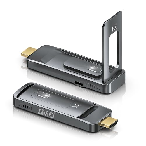 Wireless HDMI, AIMIBO HDMI Transmitter and Receiver 5G, Dual Antenna HDMI Sender und Empfänger,1080P@60HZ, Plug-and-Play, 165FT/50M, Streamen von Video und Audio für Laptop, Kamera, PC, Projektor, TV von AIMIBO