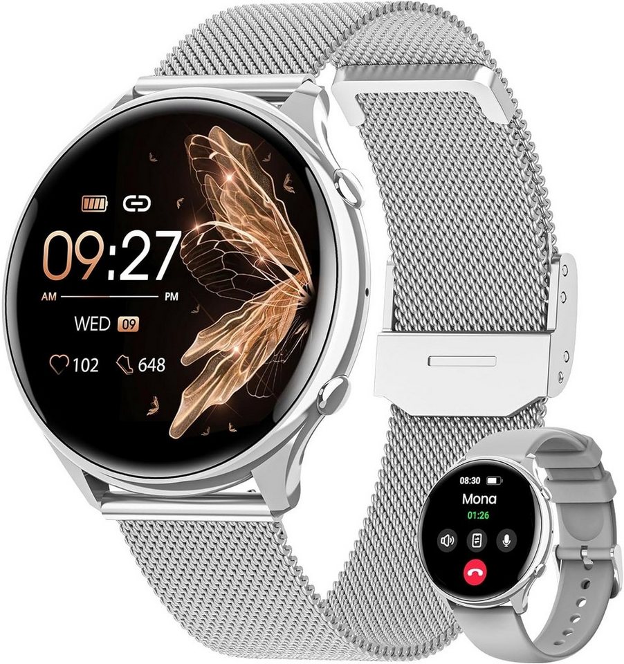 AIMIUVEI Smartwatch (1,39 Zoll, Andriod iOS), mit 120+SportMenstruationszyklusSpO2PulsuhrSchlafmonitor Schrittzähler von AIMIUVEI