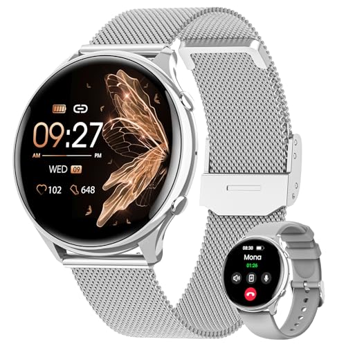 AIMIUVEI Smartwatch Damen mit Telefonfunktion, 1,39” HD Always On Display Fitnessuhr mit 120+ Sport Menstruationszyklus SpO2 Pulsuhr Schlafmonitor Schrittzähler, Fitness Tracker für iOS Android Silber AIMIUVEI Smartwatch Damen mit Telefonfunktion, 1,39” HD Always On Display Fitnessuhr mit 120+ Sport Menstruationszyklus SpO2 Pulsuhr Schlafmonitor Schrittzähler, Fitness Tracker für iOS Android Silber von AIMIUVEI