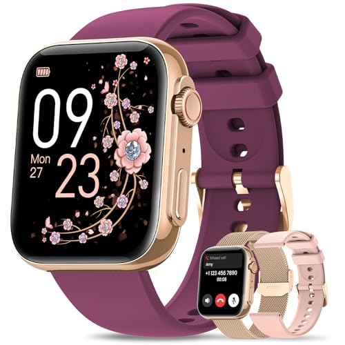 AIMIUVEI Smartwatch Damen mit Telefonfunktion 1,85" Always-On-Display, Armbanduhr mit Periodenverfolgung, 120+ Sport, Herzfrequenz, SpO2 Schlafmonitor Fitness Tracker IP68 für iOS Android Gold von AIMIUVEI