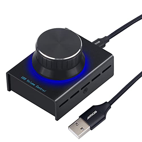 AIMOS USB Lautstärkeregler Computer Lautsprecher Audio Lautstärkeregler Adjuster mit Einer Taste Mute-Funktion Unterstützung Win7 / 8/10 / XP/Mac/Vista, Android Telefon (Schwarz) von AIMOS