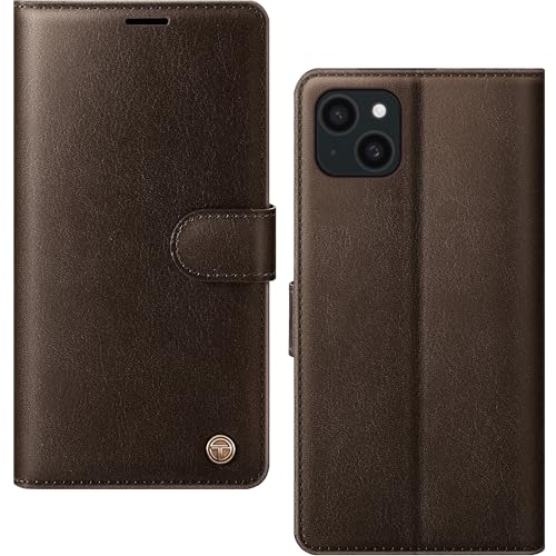 AIMOYU Handyhülle für iPhone 13, Klapphülle, Leder, mit [4 Kartenfächern] [Ständer] [RFID-Blockierung], magnetische, stoßfeste Schutzhülle für iPhone 13, Braun von AIMOYU