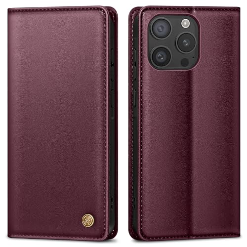 AIMOYU Premium Lederhülle für iPhone 15 Pro - Schutztasche mit Kartenfach, Standfunktion, Klappbar Flip Case, Weinrot AIMOYU Premium Lederhülle für iPhone 15 Pro - Schutztasche mit Kartenfach, Standfunktion, Klappbar Flip Case, Weinrot von AIMOYU