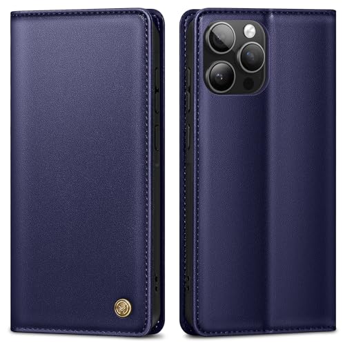 AIMOYU Handyhülle für iPhone 16 Pro Max Hülle,Premium Lederhülle Schutzhülle Tasche für iPhone 16 Pro Max Hülle Wallet Kartenfach Standfunktion Klappbar FliPhone Case für iPhone 16 Pro Max Hülle,Blau von AIMOYU