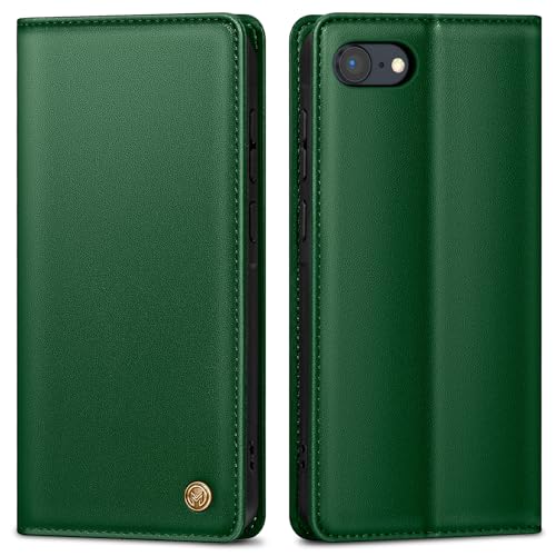 AIMOYU Handyhülle für iPhone SE Hülle,Premium Lederhülle Schutzhülle Tasche für iPhone 7 Hülle Wallet Kartenfach Standfunktion Klappbar Flip Case für iPhone 8 Hülle,Kieferngrün von AIMOYU