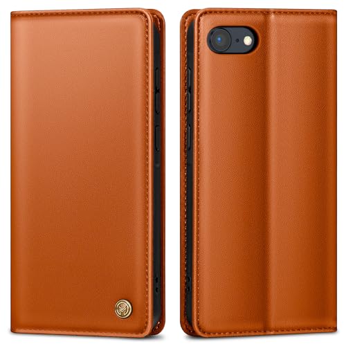 AIMOYU Handyhülle für iPhone SE Hülle,Premium Lederhülle Schutzhülle Tasche für iPhone 7 Hülle Wallet Kartenfach Standfunktion Klappbar Flip Case für iPhone 8 Hülle,Orange von AIMOYU