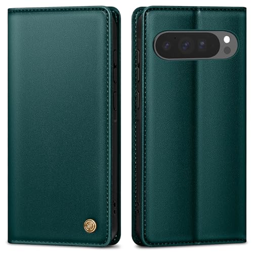 Handyhülle für Google Pixel 9 Pro XL Hülle,Premium Lederhülle Schutzhülle Tasche für Google 9 Pro XL Hülle Wallet Kartenfach Standfunktion Klappbar Flip Case für Pixel 9 Pro XL Hülle,BlauGrün von AIMOYU