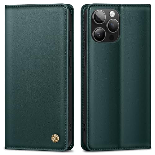 Handyhülle für iPhone 16 Pro Max, Premium Lederhülle Schutztasche mit Kartenfach, Standfunktion, Klappbar - BlauGrün Handyhülle für iPhone 16 Pro Max, Premium Lederhülle Schutztasche mit Kartenfach, Standfunktion, Klappbar - BlauGrün von AIMOYU