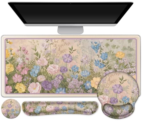 AIMSA Großes Gaming-Mauspad, Tastatur-Handgelenkauflage, Handgelenkstütze, Mauspad-Set, erweiterte Schreibtischunterlage, ergonomische Schreibtischunterlage für Heimbüro, schöne Blumen AIMSA Großes Gaming-Mauspad, Tastatur-Handgelenkauflage, Handgelenkstütze, Mauspad-Set, erweiterte Schreibtischunterlage, ergonomische Schreibtischunterlage für Heimbüro, schöne Blumen von AIMSA