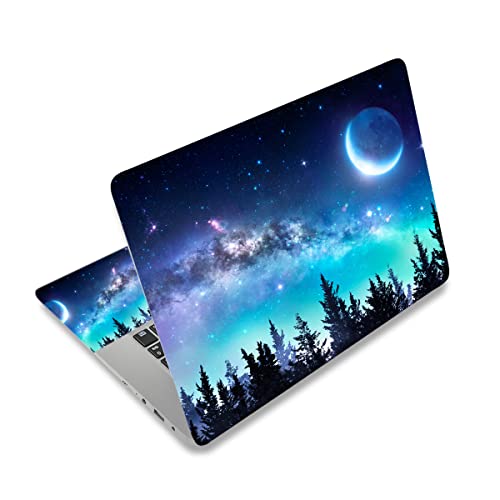 AIMSA Laptop-Aufkleber für 39,6 cm (12 Zoll) 33,3 cm (13,3 Zoll) 39,6 cm (14 Zoll) 15,4 cm (15,6 Zoll) Laptops, aus Vinyl, Motiv: Wald Mond und Himmel von AIMSA